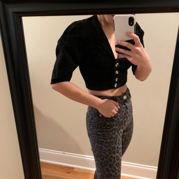 ASOS DESIGN Black Denim Crop Top - Picture 6 of 6